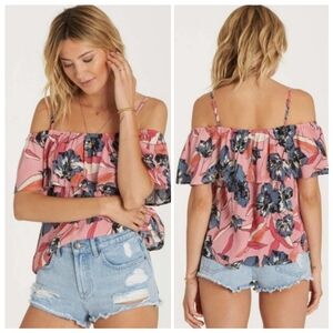 Billabong Summer Sunsets Floral Off-Shoulder Top 🌺✨